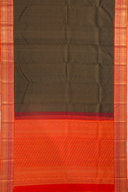 Kanchipuram Silk Zig Zag Lines Black Saree