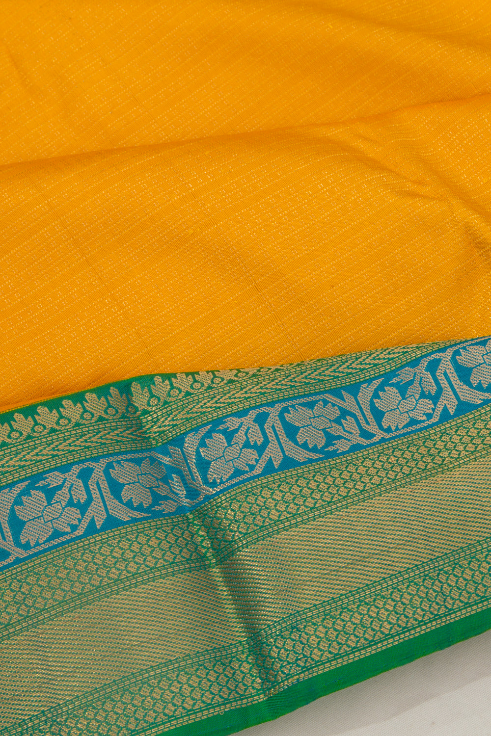 Kanchipuram Silk Brocade Mustard Yellow Saree