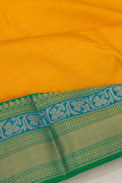 Kanchipuram Silk Brocade Mustard Yellow Saree