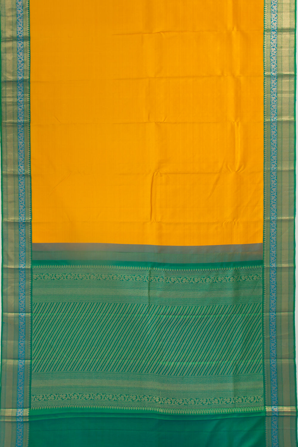 Kanchipuram Silk Brocade Mustard Yellow Saree