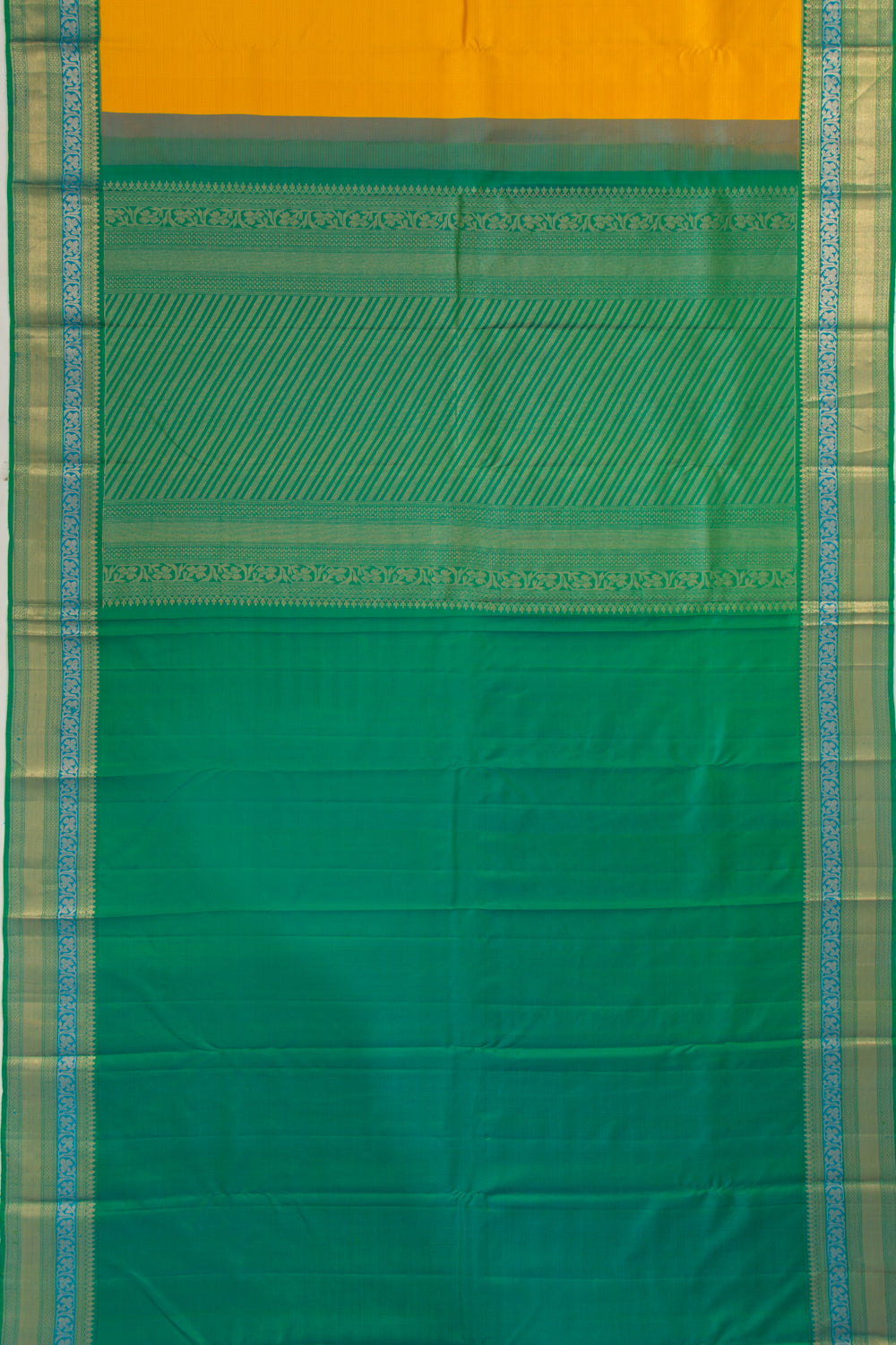Kanchipuram Silk Brocade Mustard Yellow Saree