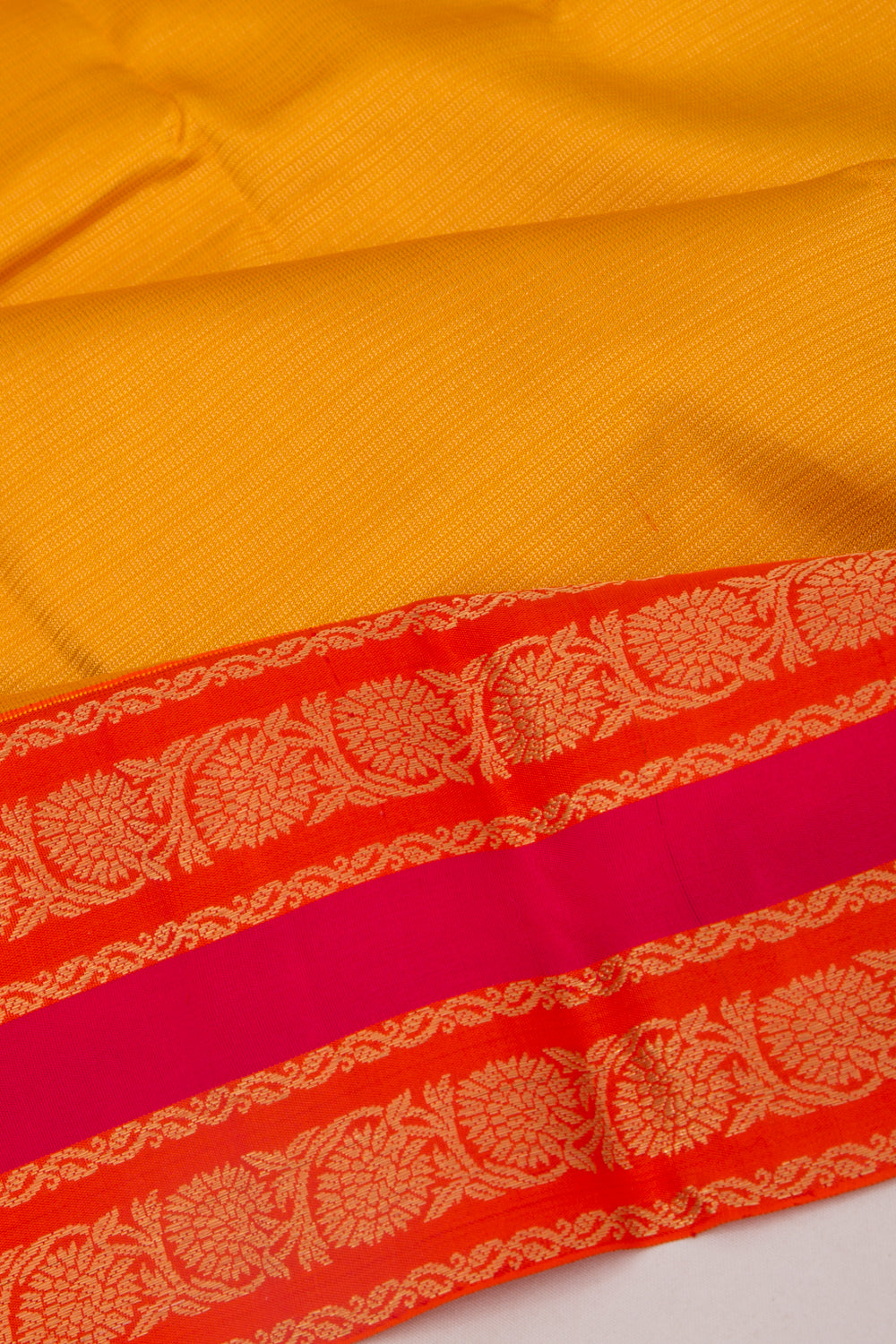 Kanchipuram Silk Brocade Yellow Saree