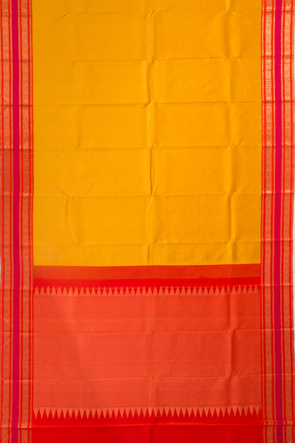 Kanchipuram Silk Brocade Yellow Saree