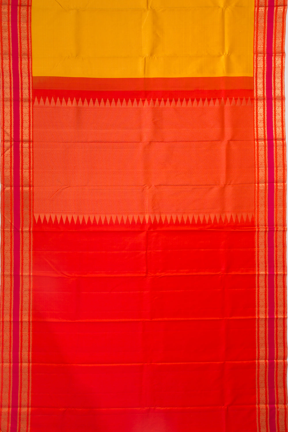 Kanchipuram Silk Brocade Yellow Saree