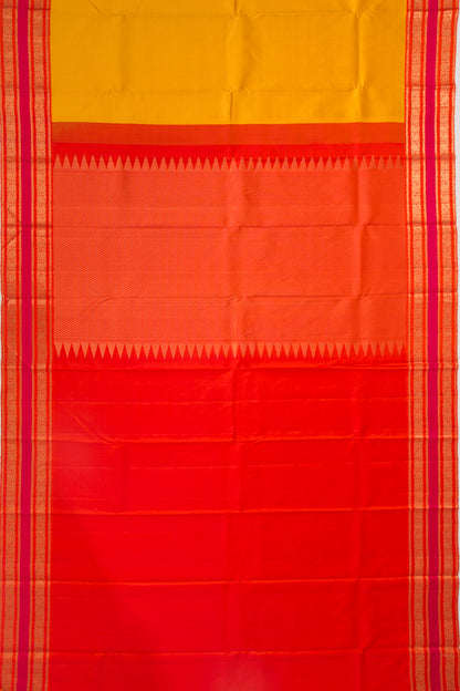 Kanchipuram Silk Brocade Yellow Saree