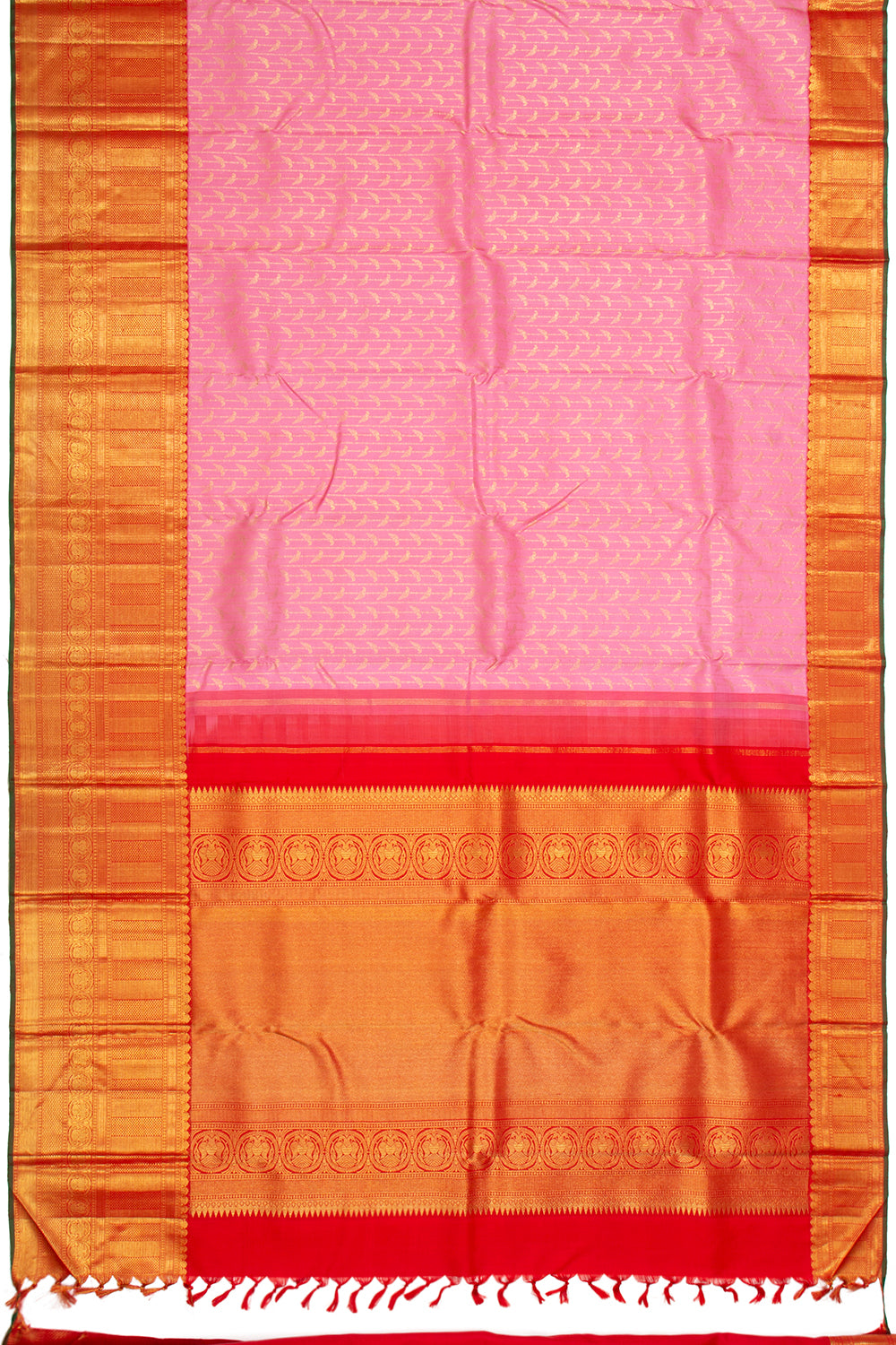 Kanchipuram Silk Vertical Lines Pastel Pink Saree