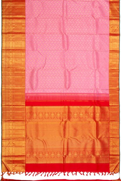 Kanchipuram Silk Vertical Lines Pastel Pink Saree