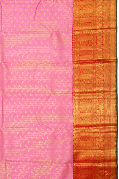 Kanchipuram Silk Vertical Lines Pastel Pink Saree