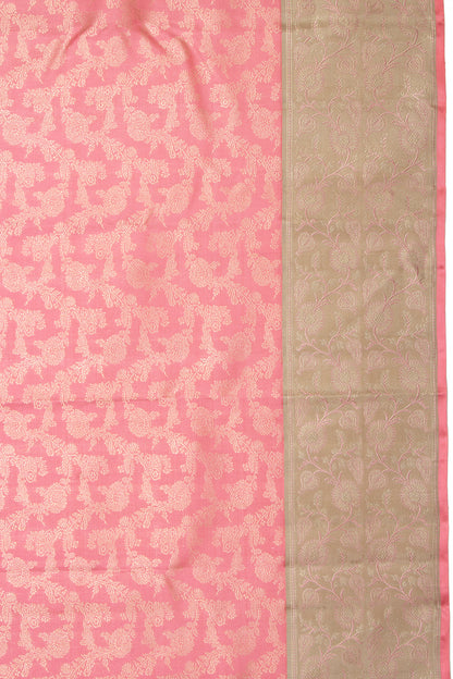 Kanchipuram Silk Jaal Baby Pink Saree