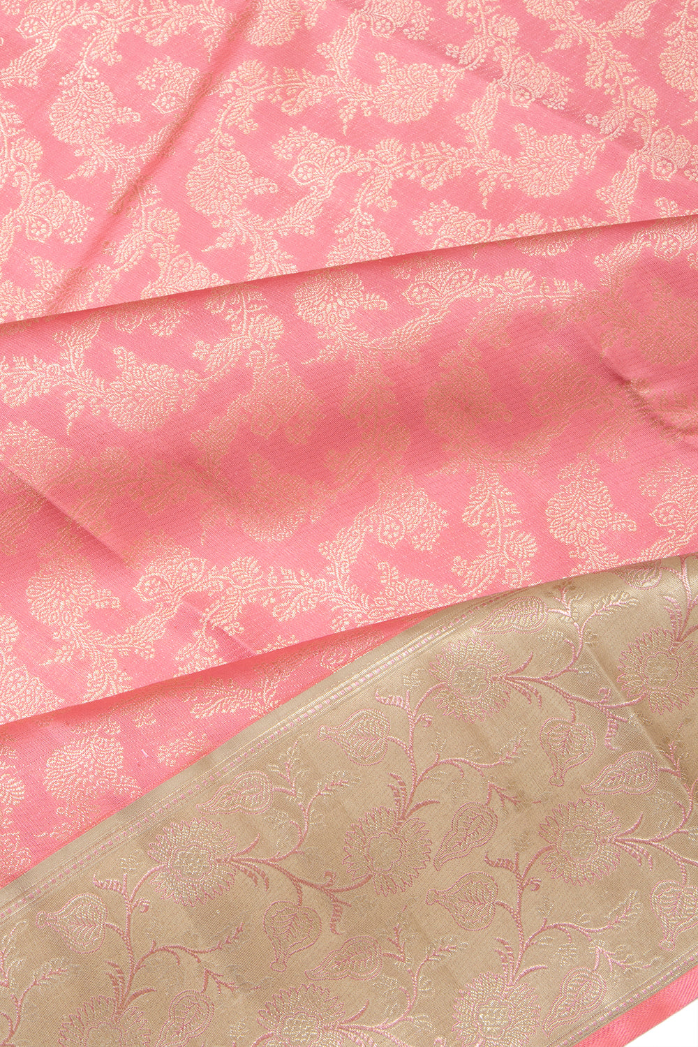 Kanchipuram Silk Jaal Baby Pink Saree
