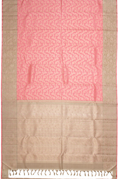 Kanchipuram Silk Jaal Baby Pink Saree