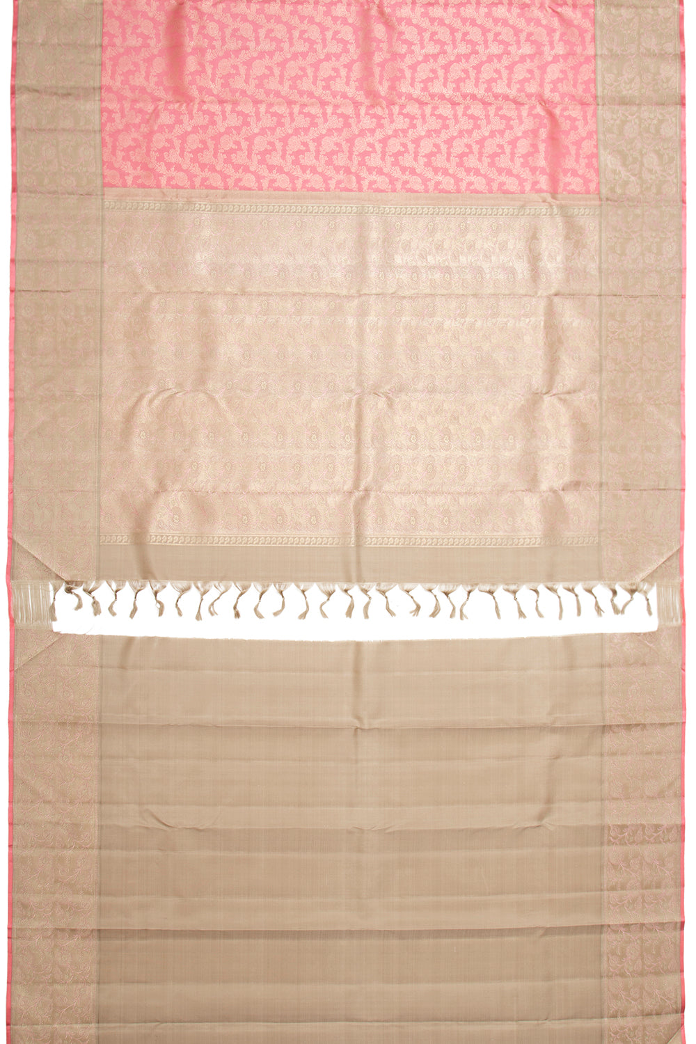 Kanchipuram Silk Jaal Baby Pink Saree