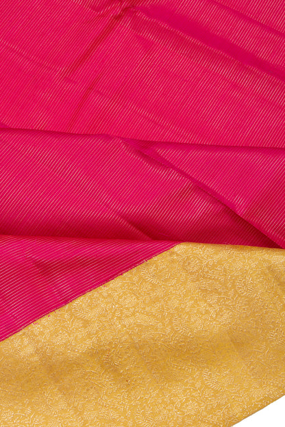 Kanchipuram Silk Horizontal Lines Pink Saree