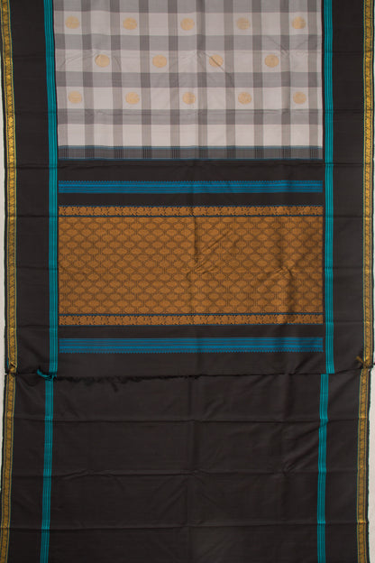 Kanchipuram Silk Checks And Butta White Saree