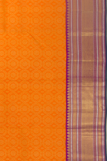 Kanchipuram Silk Brocade Orange Saree