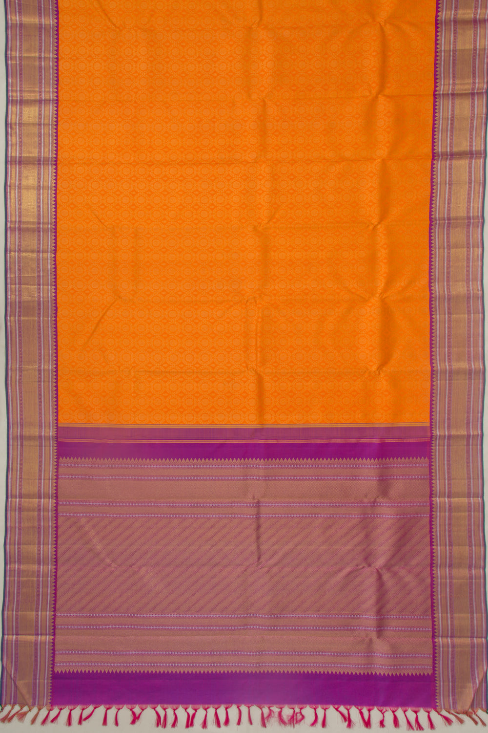 Kanchipuram Silk Brocade Orange Saree