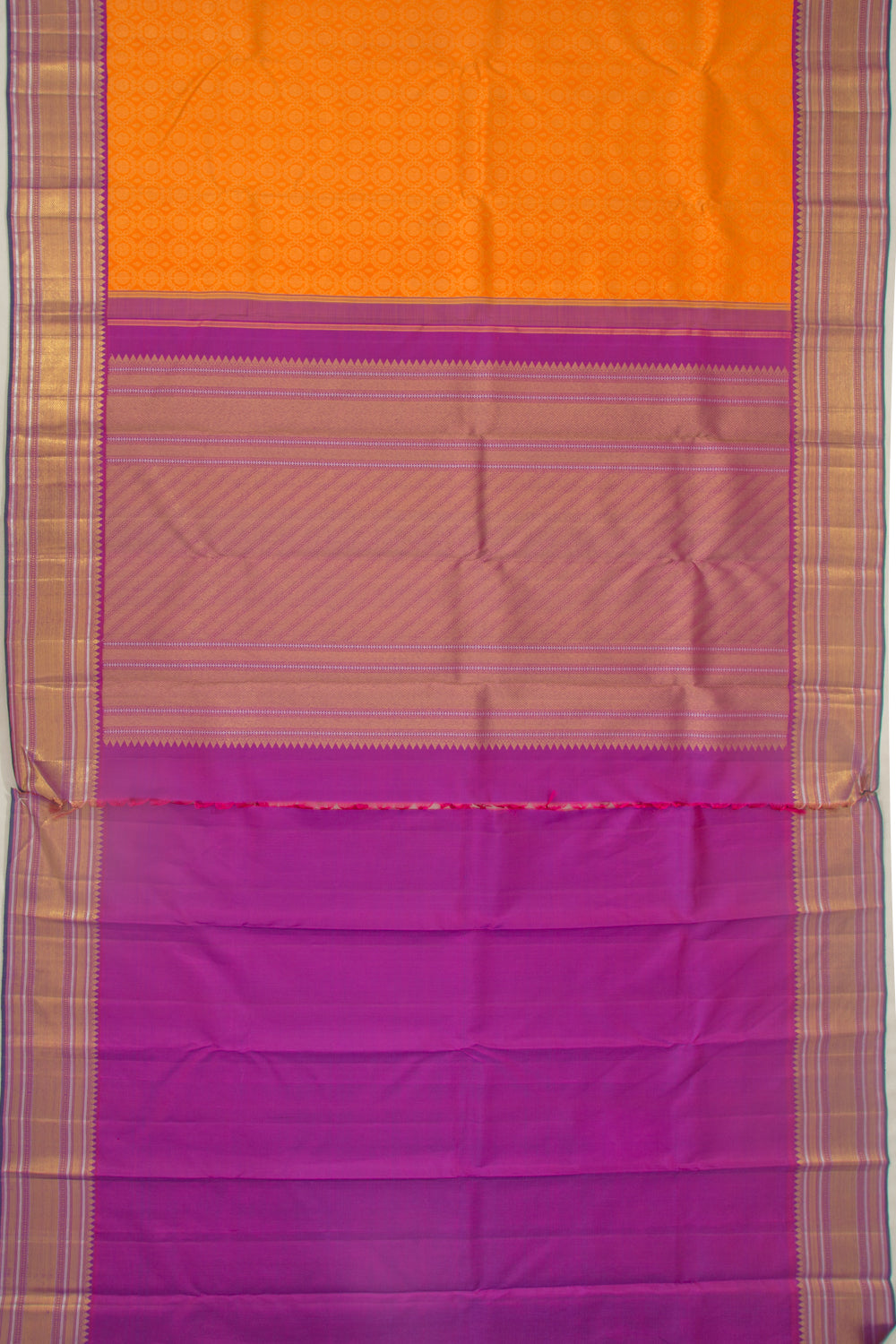 Kanchipuram Silk Brocade Orange Saree