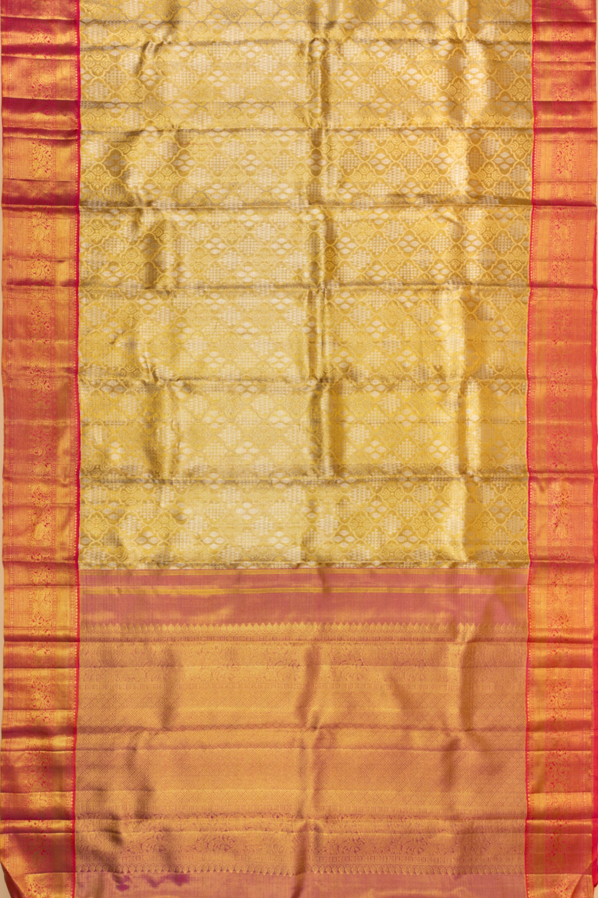 Kanchipuram Silk Tissue Brocade Gold Saree