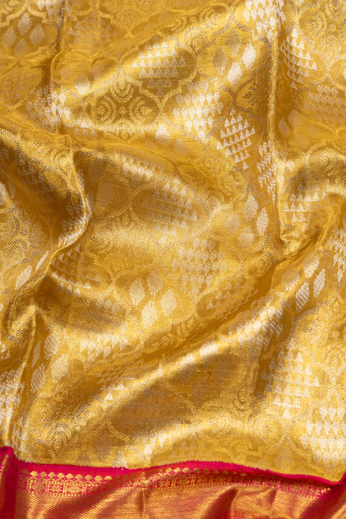 Kanchipuram Silk Tissue Brocade Gold Saree