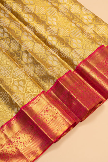Kanchipuram Silk Tissue Brocade Gold Saree