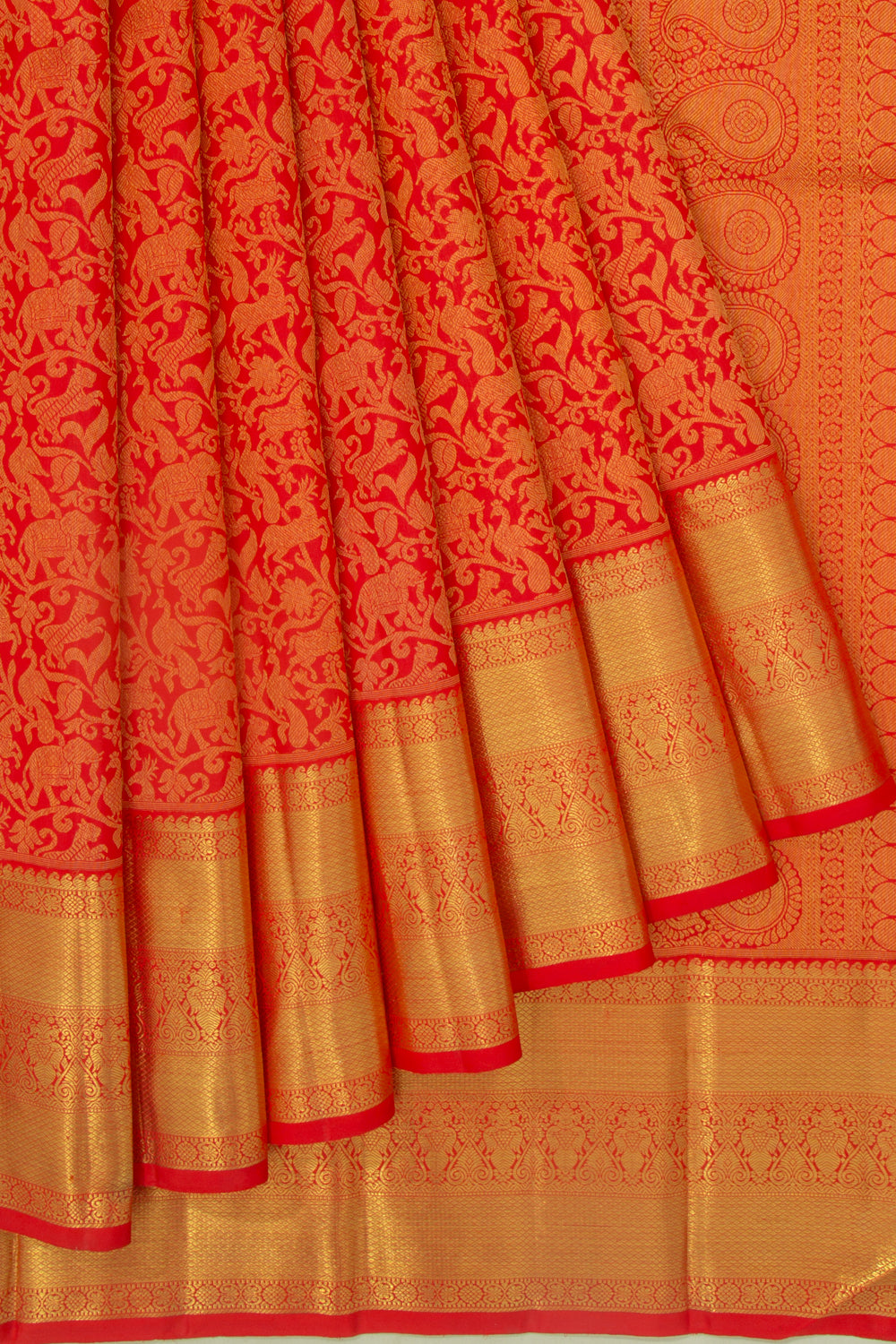 Kanchipuram Silk Vanasingaram Jaal Red Saree