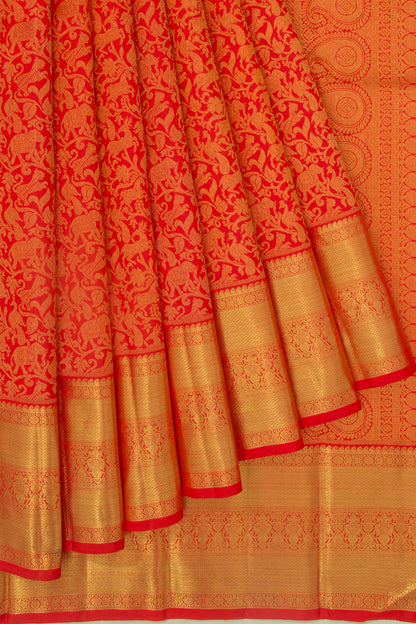 Kanchipuram Silk Vanasingaram Jaal Red Saree