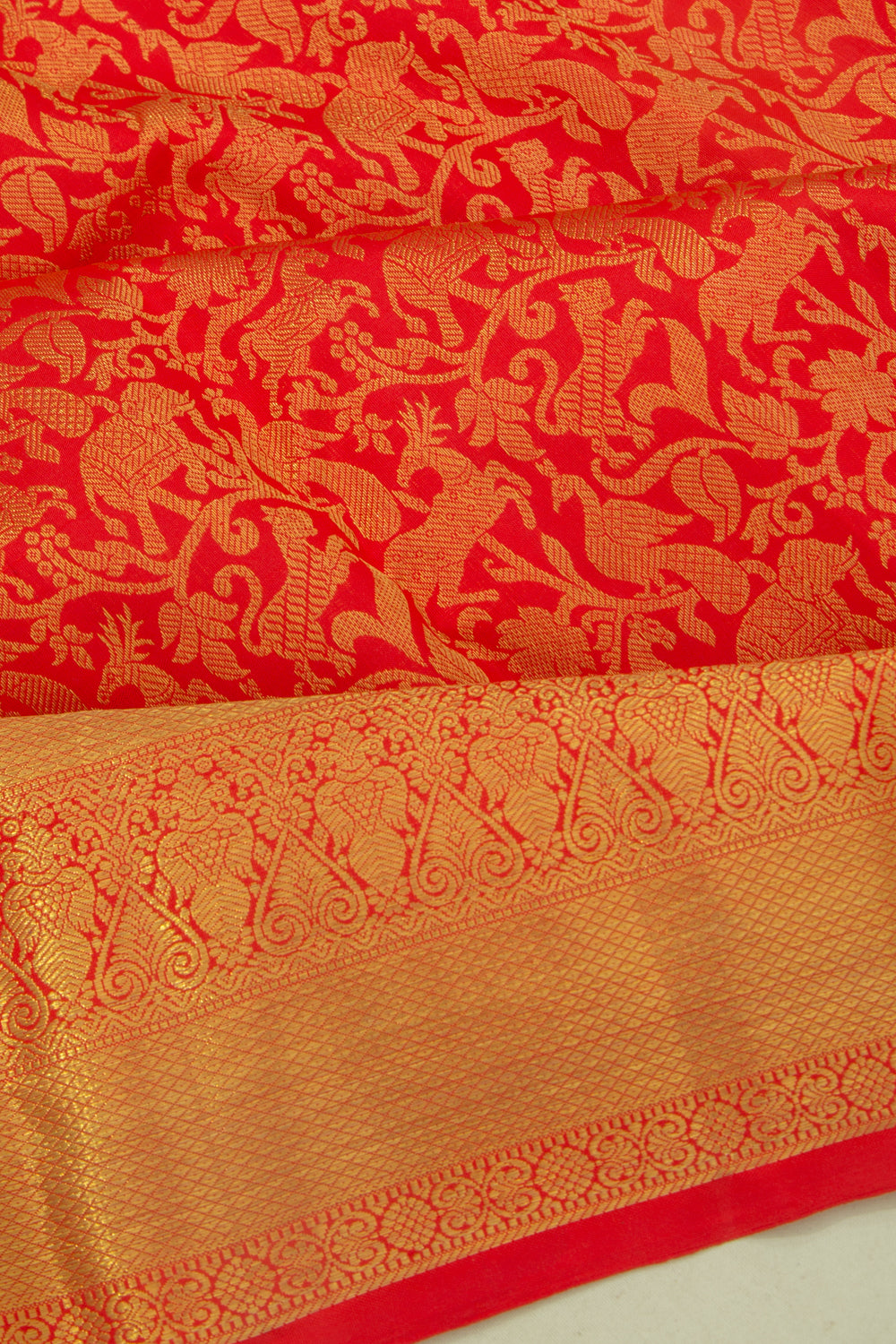 Kanchipuram Silk Vanasingaram Jaal Red Saree