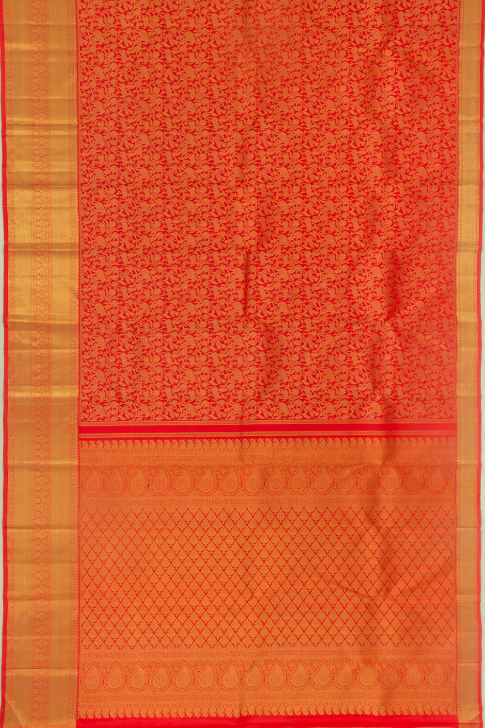 Kanchipuram Silk Vanasingaram Jaal Red Saree