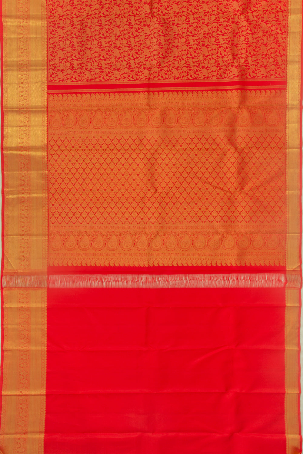Kanchipuram Silk Vanasingaram Jaal Red Saree