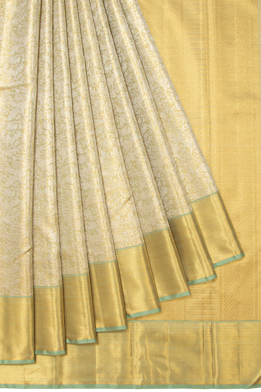 Kanchipuram Silk Tissue Brocade Gold Saree