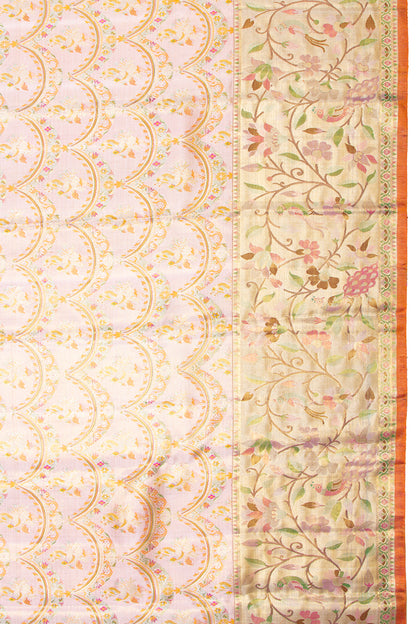 Kanchipuram Silk Tissue Brocade Baby Pink Saree - Not Allowed Online