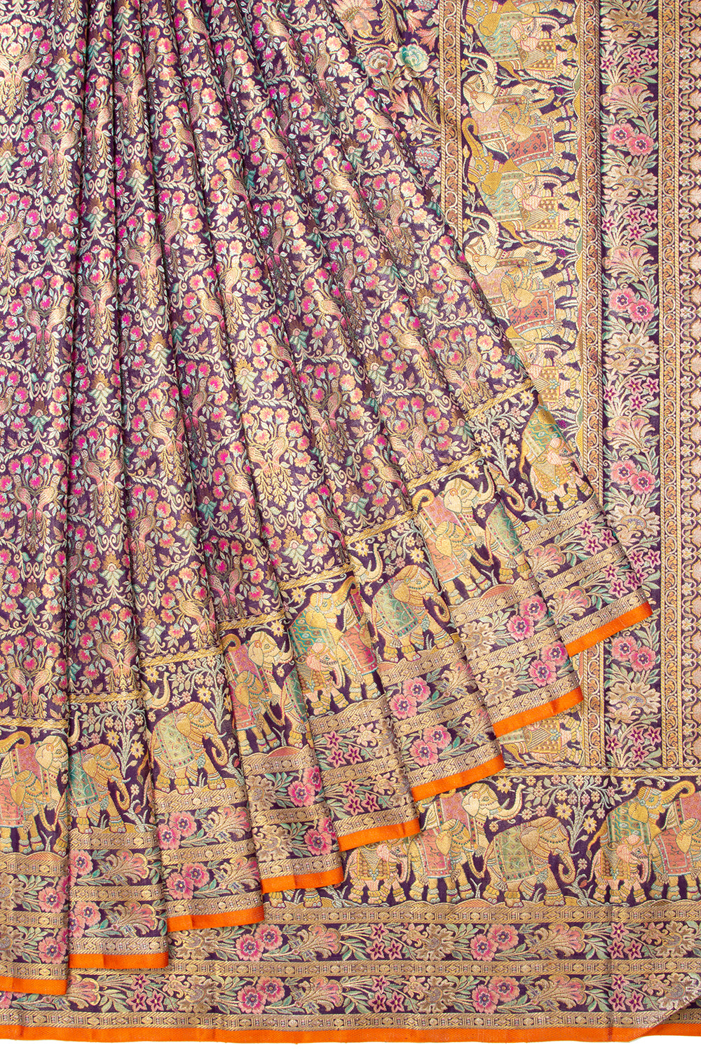 Kanchipuram Silk Brocade Dark Blue Saree