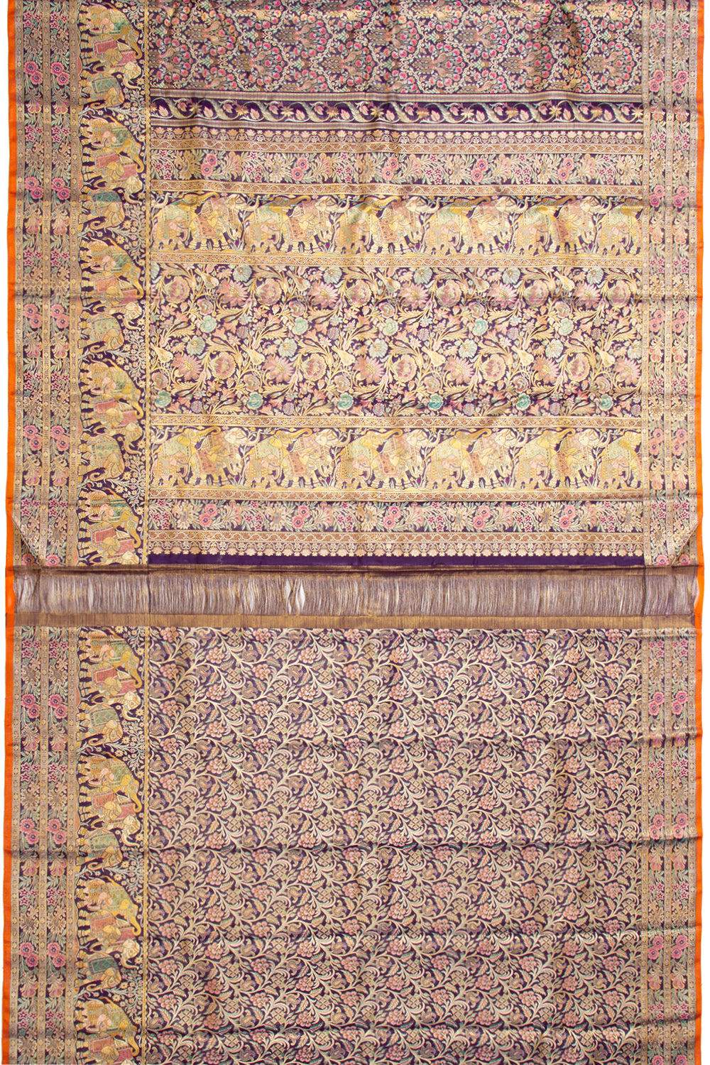 Kanchipuram Silk Brocade Dark Blue Saree - Not Allowed Online