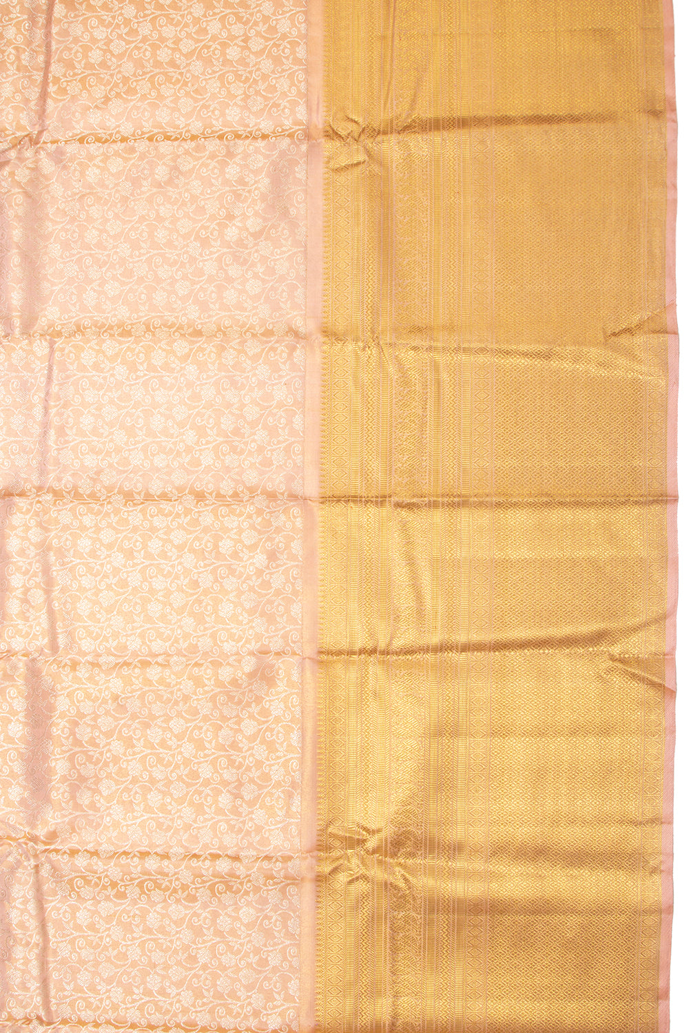 Kanchipuram Silk Tissue Jaal Peach Saree