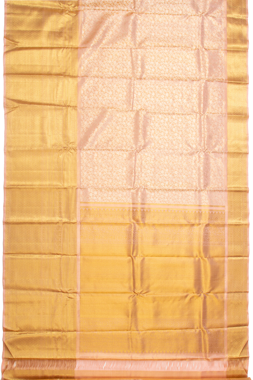Kanchipuram Silk Tissue Jaal Peach Saree