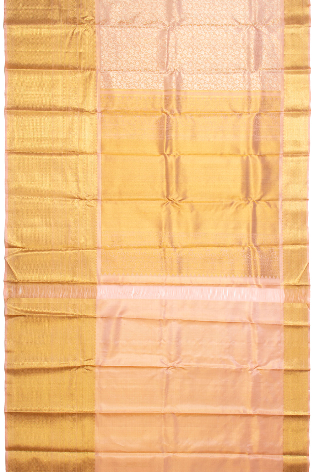 Kanchipuram Silk Tissue Jaal Peach Saree