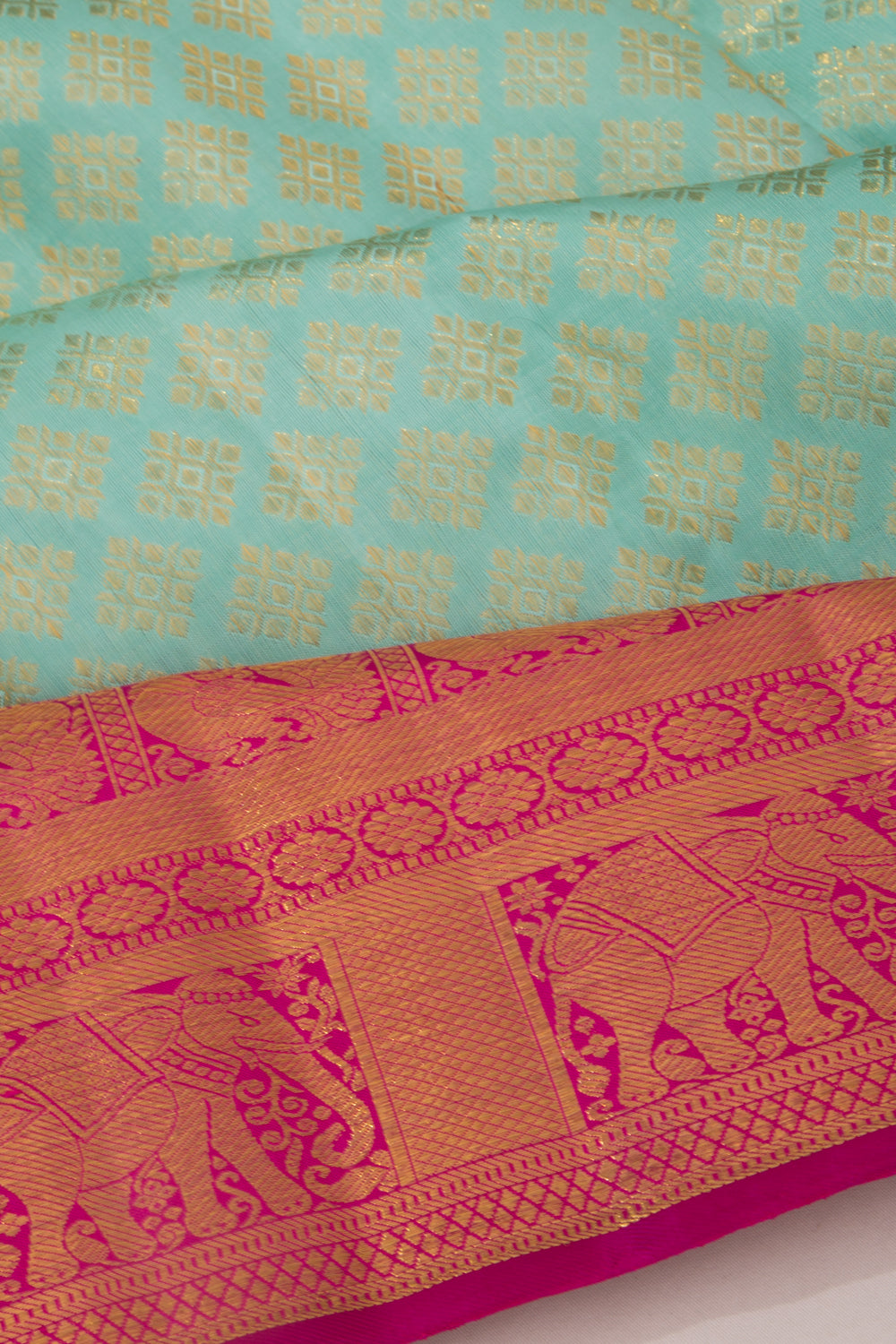 Kanchipuram Silk Brocade Sea Green Saree
