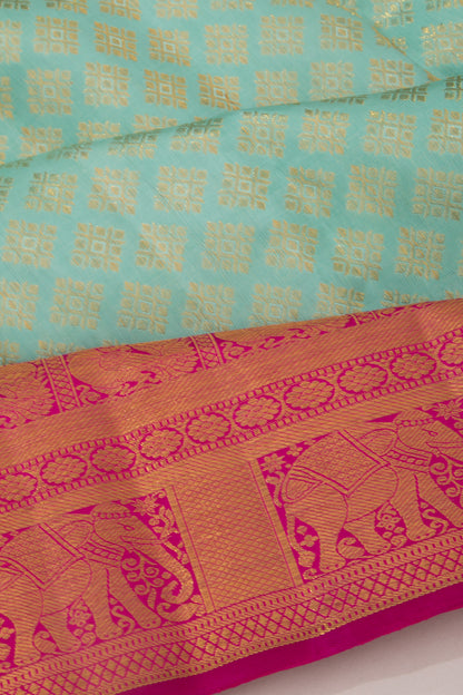 Kanchipuram Silk Brocade Sea Green Saree