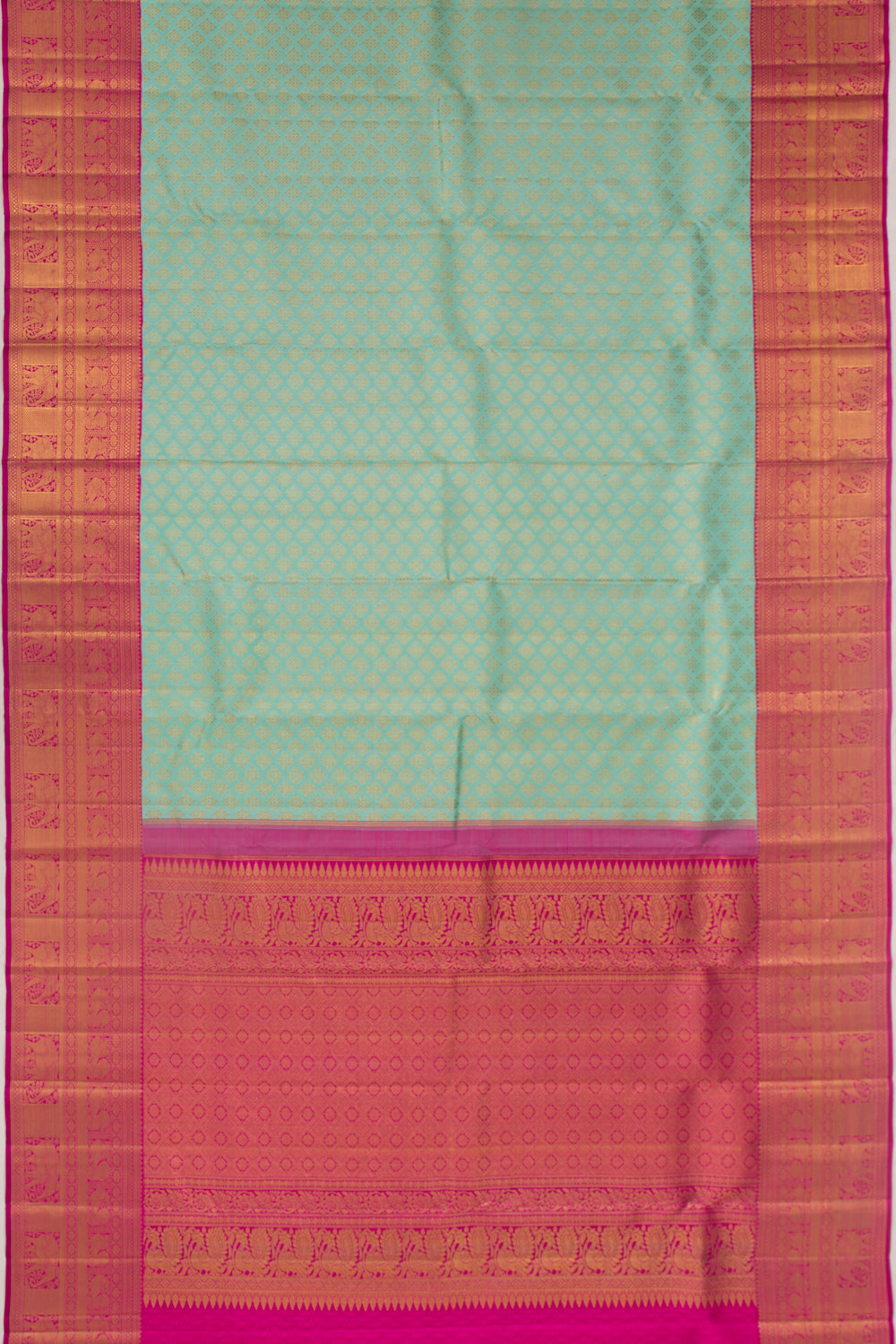 Kanchipuram Silk Brocade Sea Green Saree
