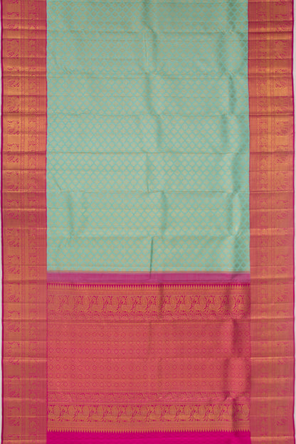 Kanchipuram Silk Brocade Sea Green Saree