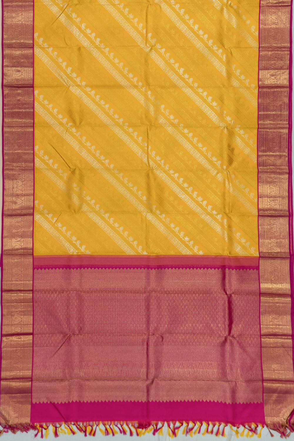 Kanchipuram Silk Lines Yellow Saree