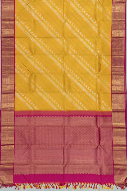 Kanchipuram Silk Lines Yellow Saree