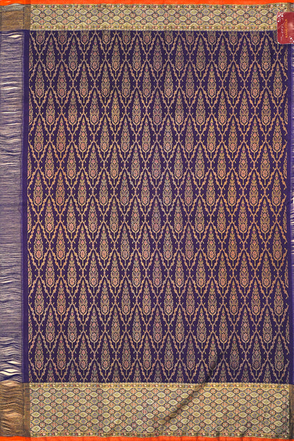 Kanchipuram Silk Brocade Dark Blue Saree - Not Allowed Online