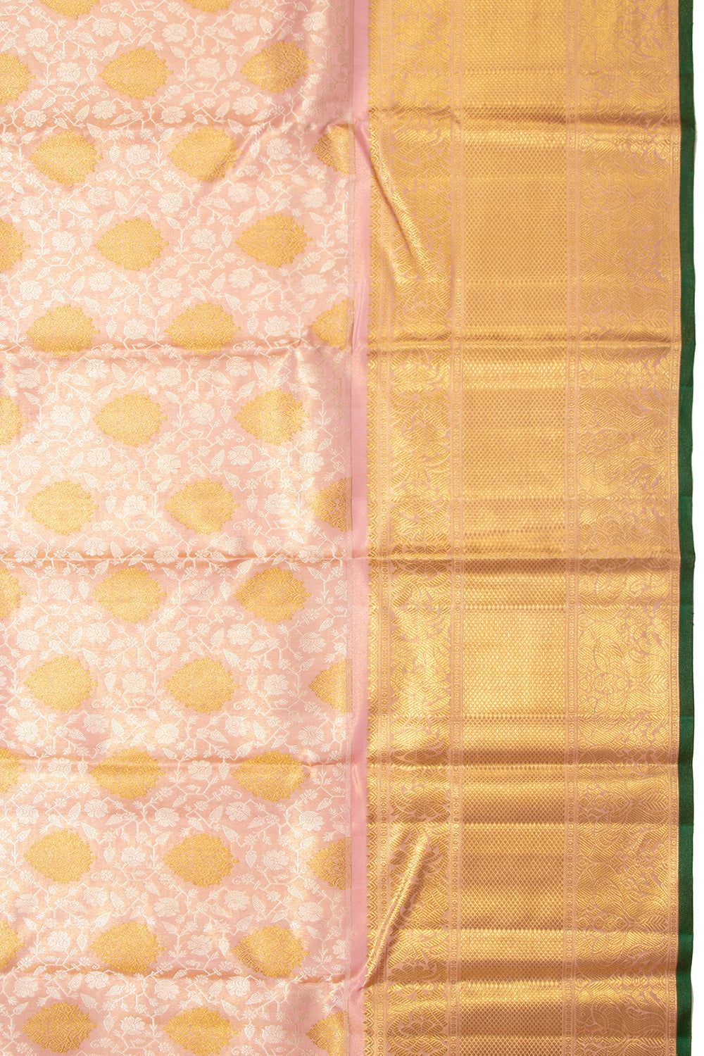 Kanchipuram Silk Tissue Brocade Peach Saree