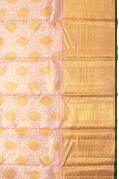 Kanchipuram Silk Tissue Brocade Peach Saree