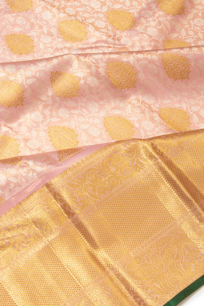 Kanchipuram Silk Tissue Brocade Peach Saree