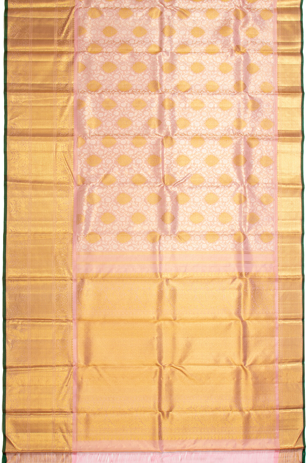Kanchipuram Silk Tissue Brocade Peach Saree