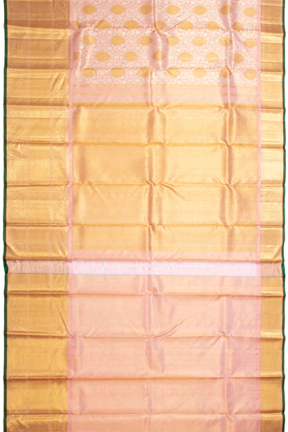 Kanchipuram Silk Tissue Brocade Peach Saree