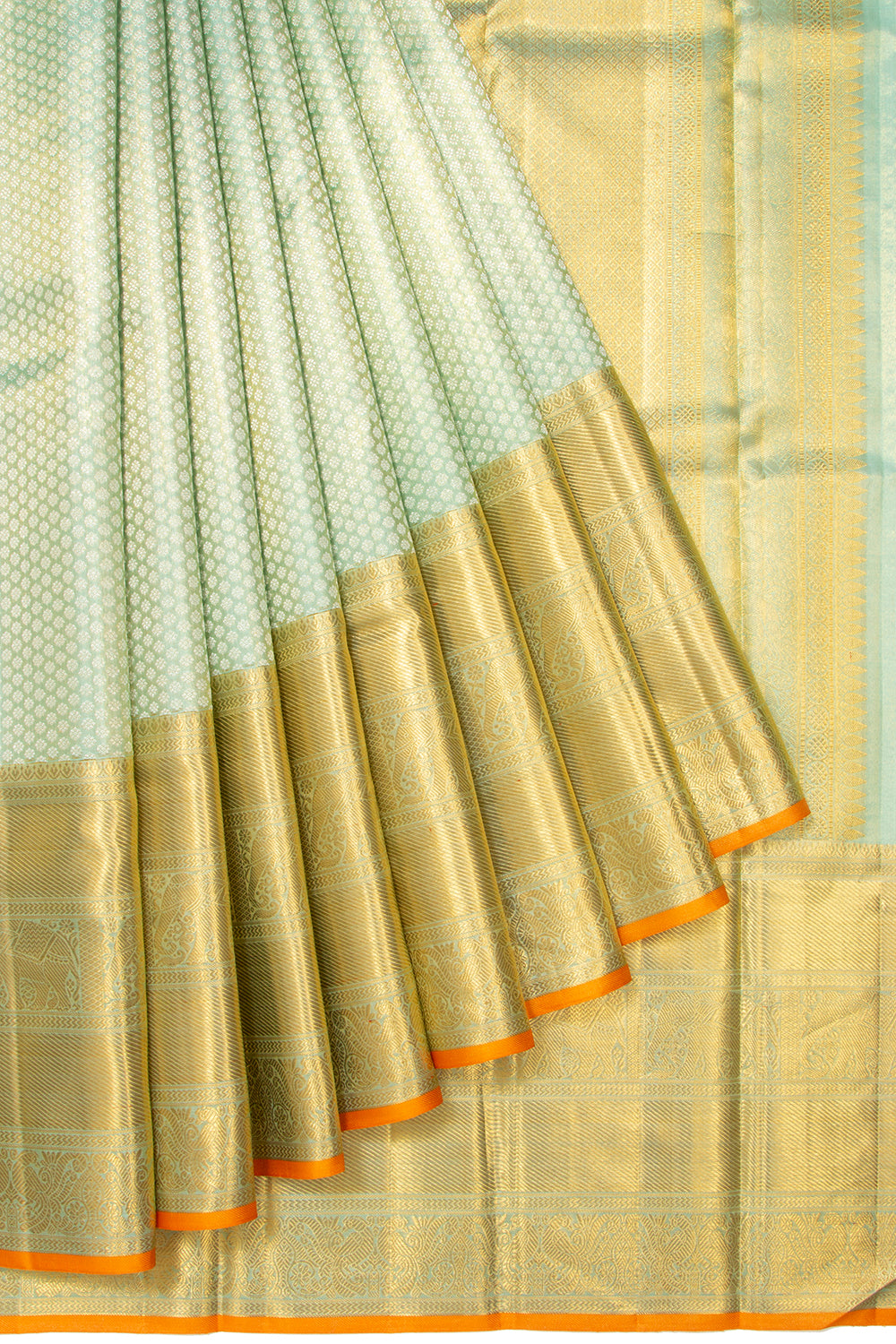 Kanchipuram Silk Tissue Brocade Green Saree