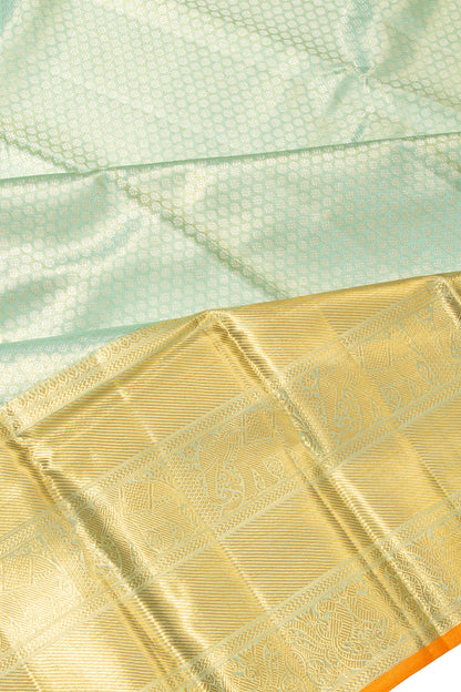 Kanchipuram Silk Tissue Brocade Green Saree